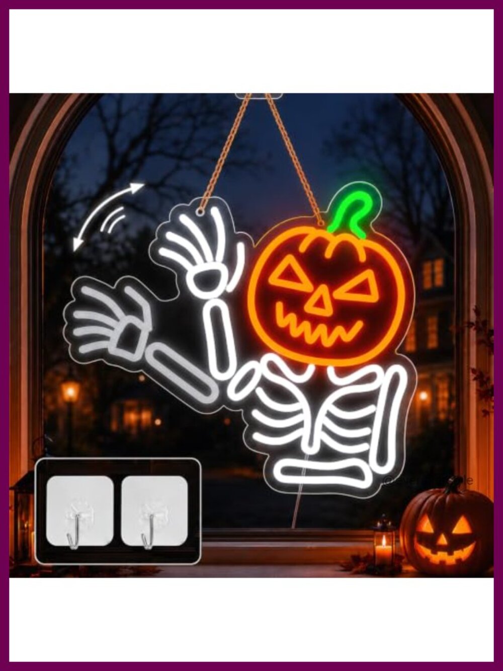 LED Neon Sign Flashing Waving Skeleton Pumpkin Wall Decor Dimmable Lighted
